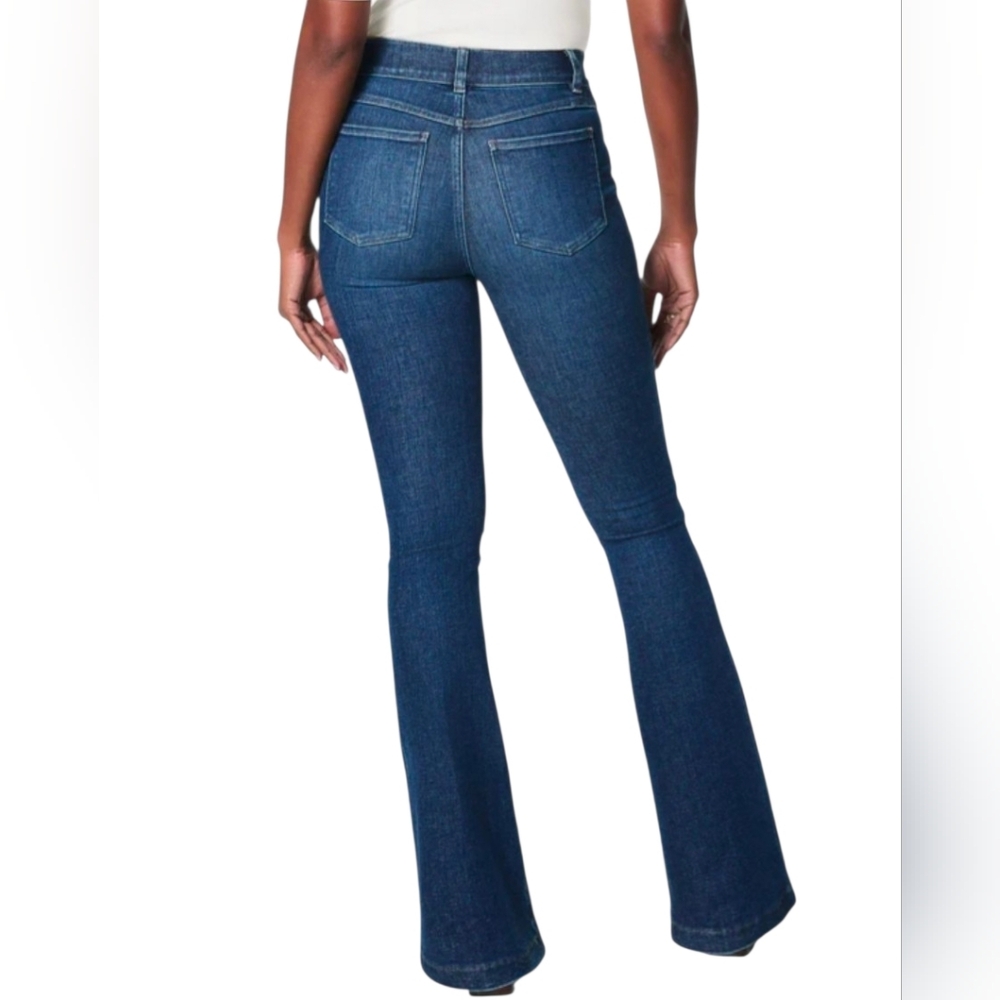 SPANX JEANS High-Rise Flare Authentic Blue Meduim Blue Strechable Pants Size XL - Picture 2 of 16